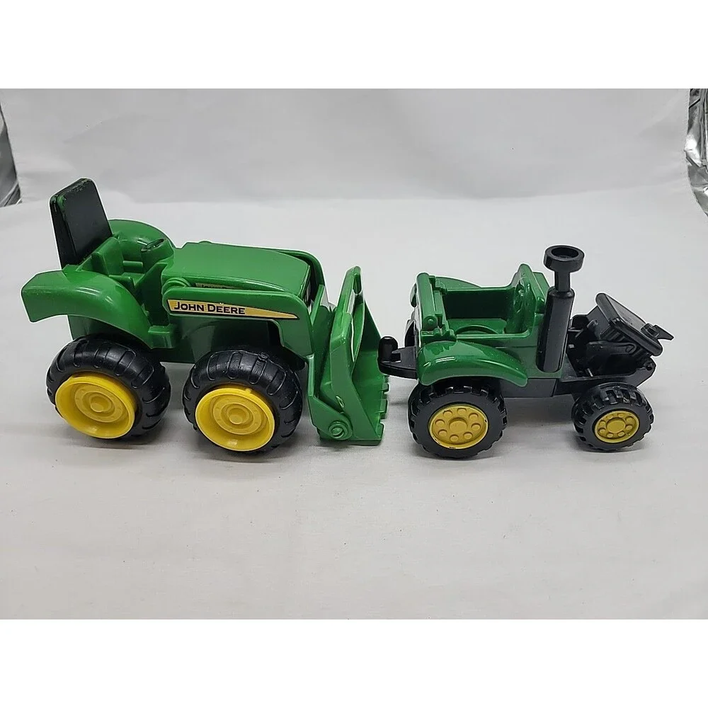 2 John Deere Sandbox Toy Front Loader and Other Tractor Green Plastic  Tomy Ertl